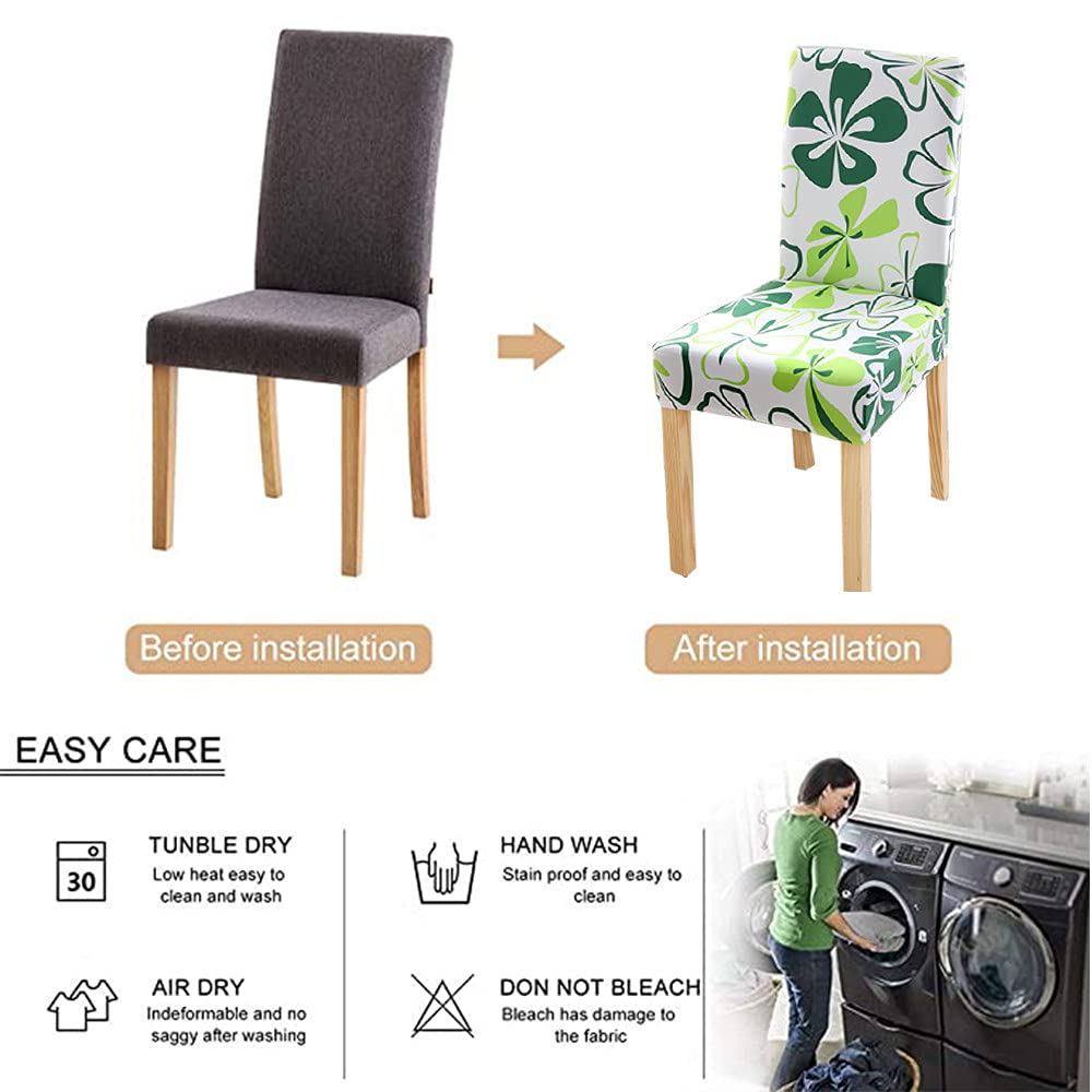 JQinHome Set Di 4 Coprisedie Elasticizzati Con Motivo Farfalle Fiorite - Per Sedia Parsons, Lavabili, Adatti Per Casa, Feste E Matrimoni