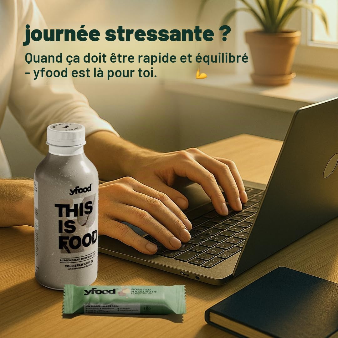 yfood Poudre Coffee, délicieux repas à boire à emporter en poudre, 25 g de protéines, 12 repas, 26 vitamines et minéraux, goût café