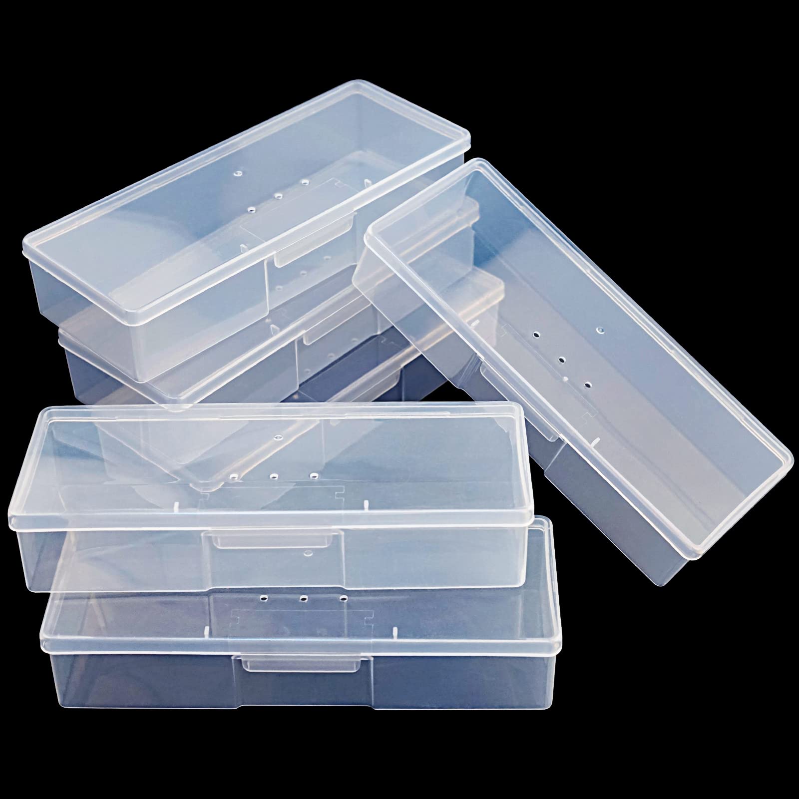 Lokyango Clear Manicure Tool Box, Personal Nail Box Storage Case for Organizing, Plastic Nail Tool Box for Manicure Pedicure Kit (6pcs)