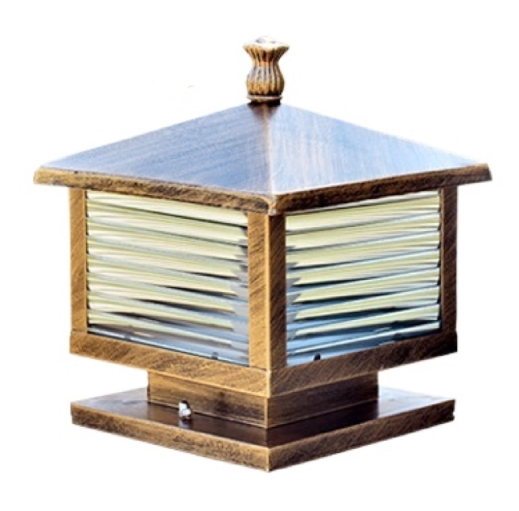 Farola Exterior Para Valla Lámpara De Poste De Exterior Vintage, Moderna Lámpara De Columna De Vidrio Y Hierro, Luces De Jardín, Luz De Columna Para Puerta De Villa Luz De Columna(25cm*25cm*27cm)