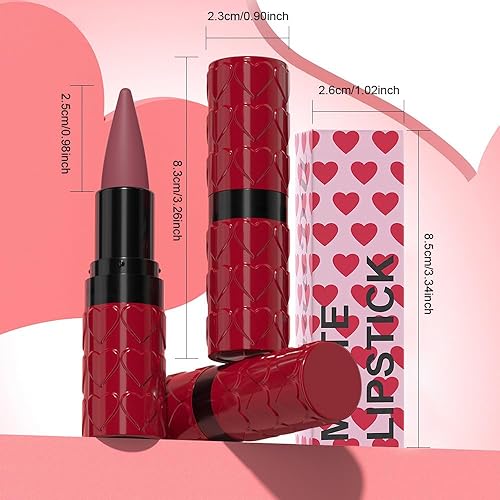 Miniatura 124 de evpct Juego de 3 lápices labiales color rubí ciruela rojo malva degradado mate lápiz labial lápiz labial lápiz lápiz para mujeres de larga duración