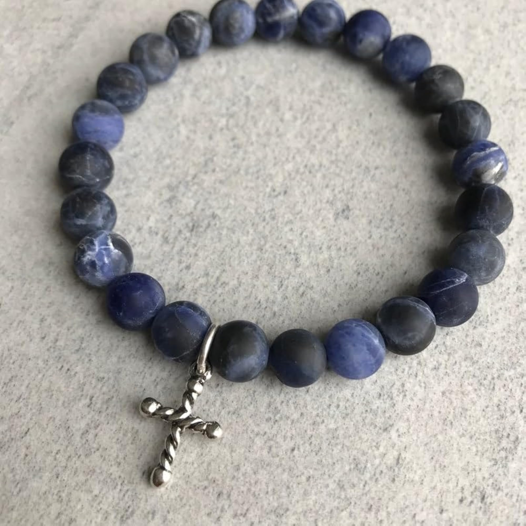 Natural Matte Sodalite 8mm Round Bead Stretchable Bracelet, Unisex