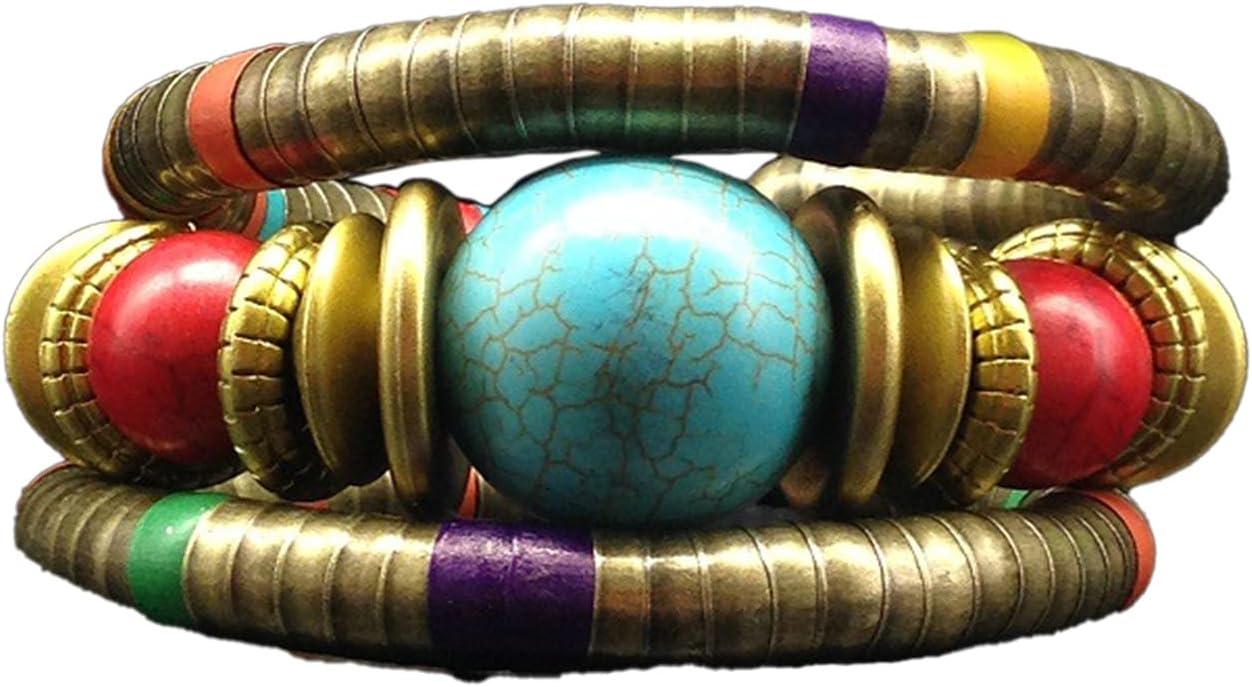 Ethnic AfricanTribal Snake Bone Stone Bead Bracelet Bangle Bohemian Adjustable Stackable Chunky Seed Bracelet for Women Men Jewerly Valentine's Day Gift