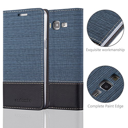 Cadorabo Book Case Compatible With Samsung Galaxy Grand Prime In Dark Blue Black - With Magnetic Closure, Stand Function And Card Slot - Wallet Etui Cover Pouch Pu Leather Flip #TOP5