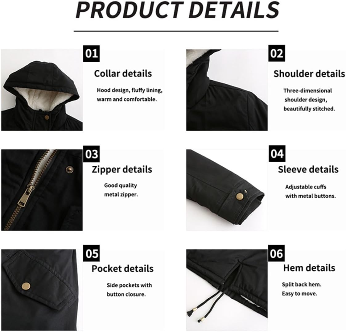 Women's plush mid-length jacket with hood, slim-fitting and waist-cinching thickened jacket for autumn and winter