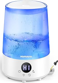 Homvana Small Humidifiers for Baby Bedroom Home, Cool Mist Top-Fill 3L 32H, Quiet 23dB (SilentSpray Tech), Kids Humidifier, Essential Oil Diffuser for Office, Plants, Nursery, BPA FREE, 7 Colors Light