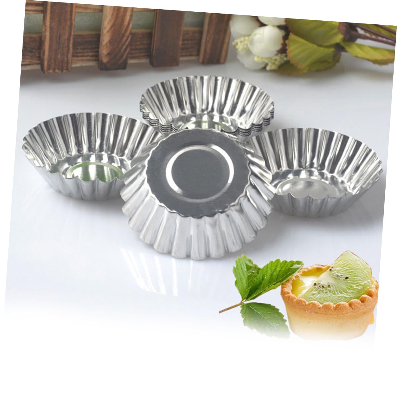 COLLBATH Moldes para Tartaletas de Huevo Hojalata Plata 100 Piezas