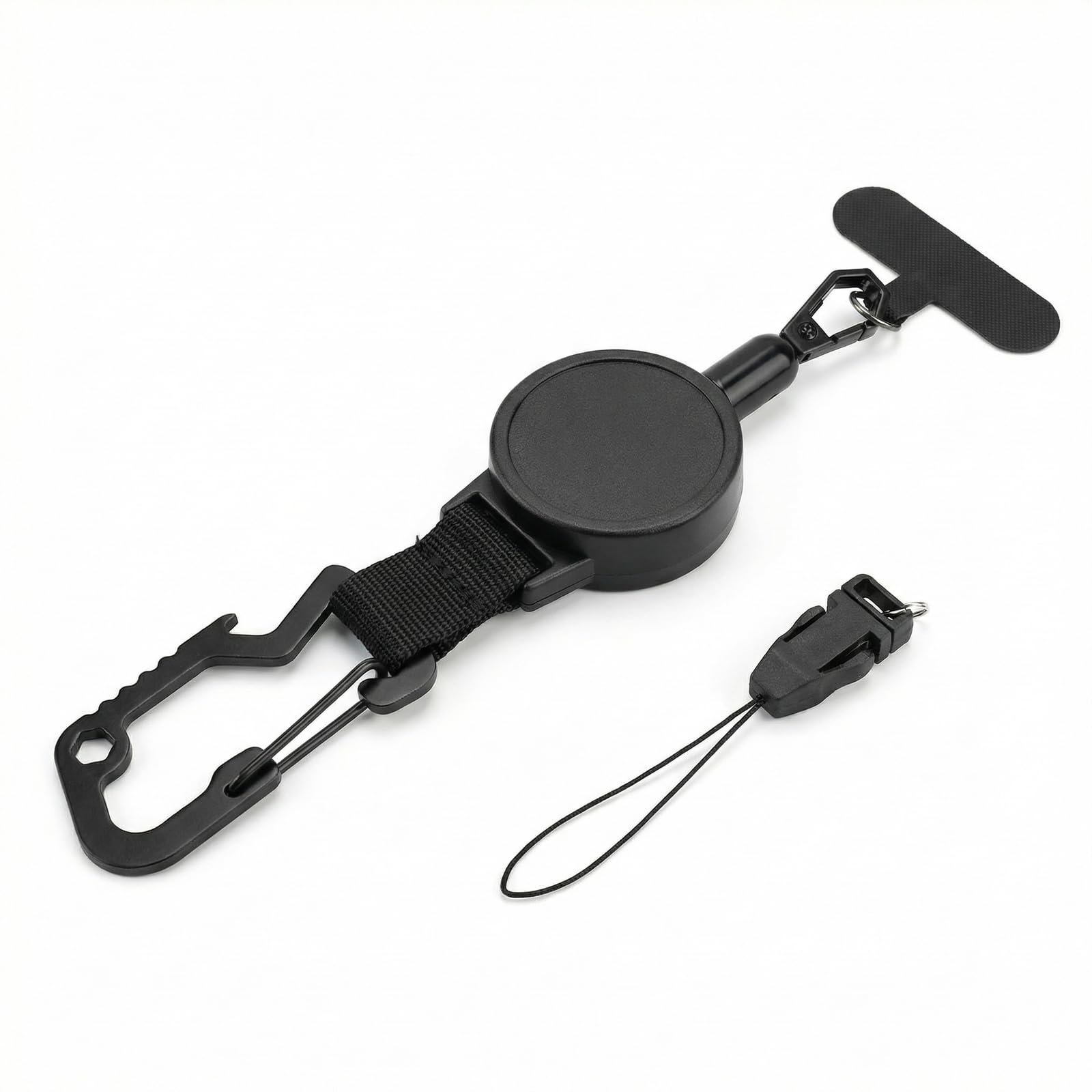 Fooyee Unisex Black 2Pcs Phone Lanyard Tether, Adjustable Anti-Theft Phones Safety Strap, Retractable Anti-Theft Cellphone Strap, Cellphone Lanyard With Locking Carabiner For Hiking Cycling Fishing Climbing