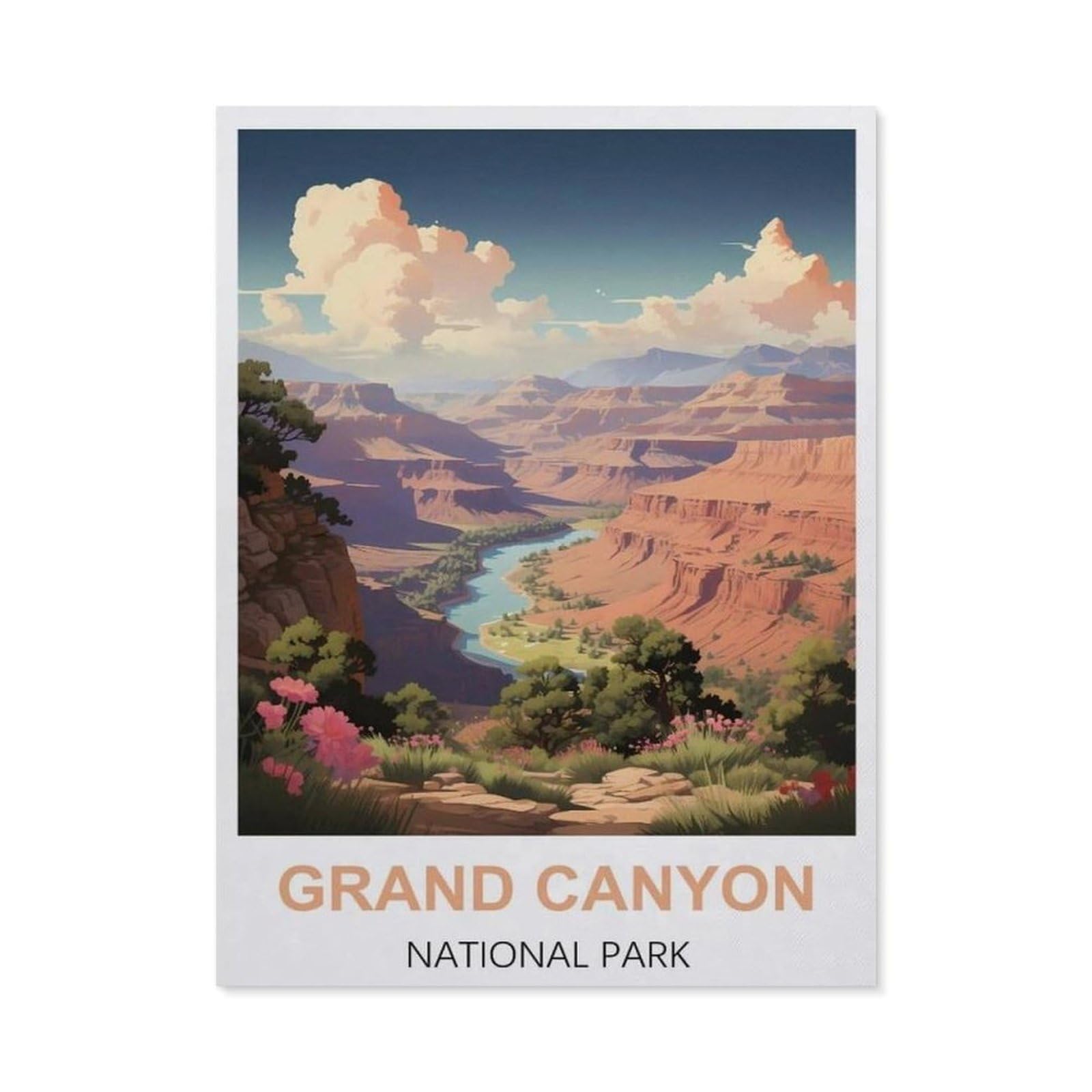 BEAYODKP 5D Diamond Painting Set for Adults and Children，Grand Canyon National Park Vintage Travel Posters，DIY Diamond Crystal Rhinestone Embroidery Painting（30 x 40 cm/11.81 x 15.74 inches）-CA4