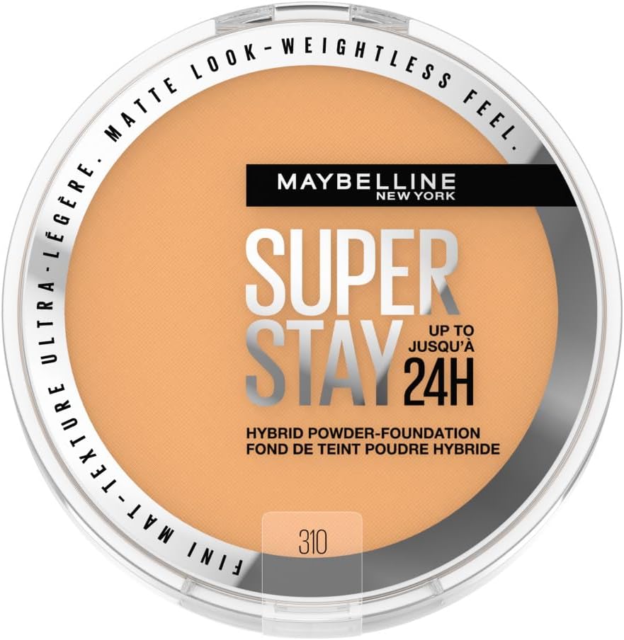 Maybelline New York Super Stay Up to 24HR Hybrid Powder-Foundation, Medium-to-Full Coverage Makeup, Matte Finish, 310, 1 Count, 1.5554 fl oz
