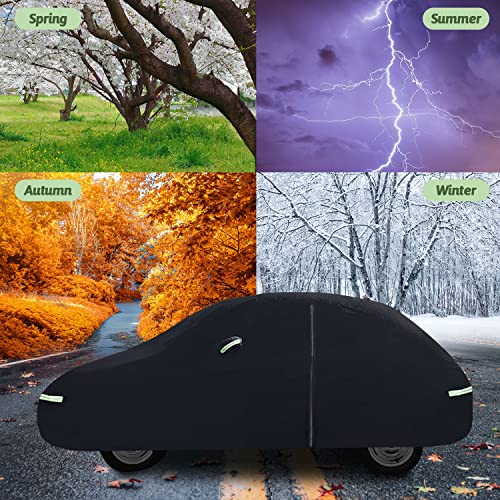 Car Covers For 1960-1980 Beetle Bug Sedan 2-Door Waterproof All Weather Beetle Full Car Cover 210T Custom-Fit Outdoor Windproof Cover With Door Zipper Up To 167”L(Black) #TOP6
