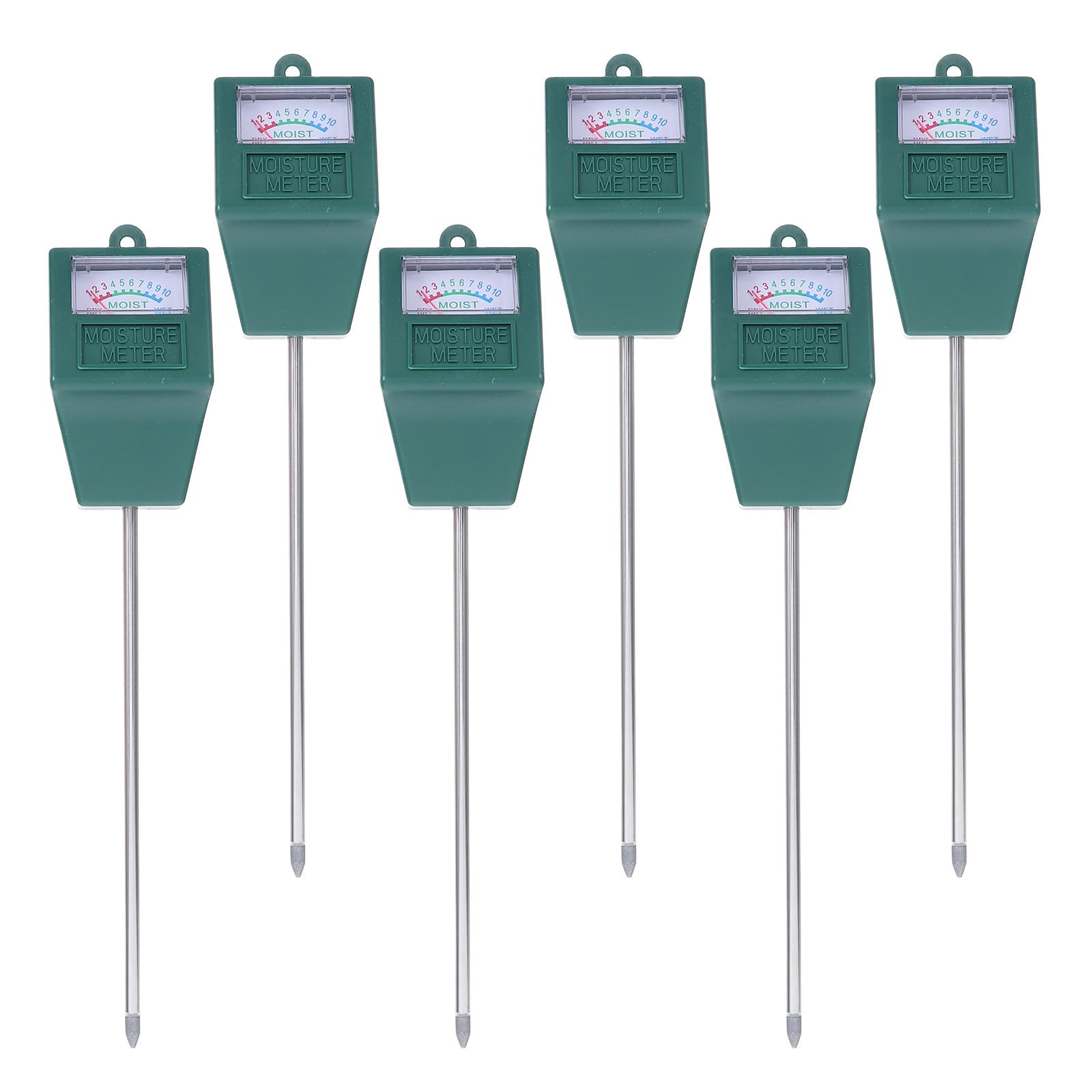 Hemobllo 6 Pezzi Tester di Umidità del Suolo Portatile Verde in Metallo e Plastica 26,5x5x3 Cm per Piante da Giardino e Aiuole Rialzate Facile da Usare