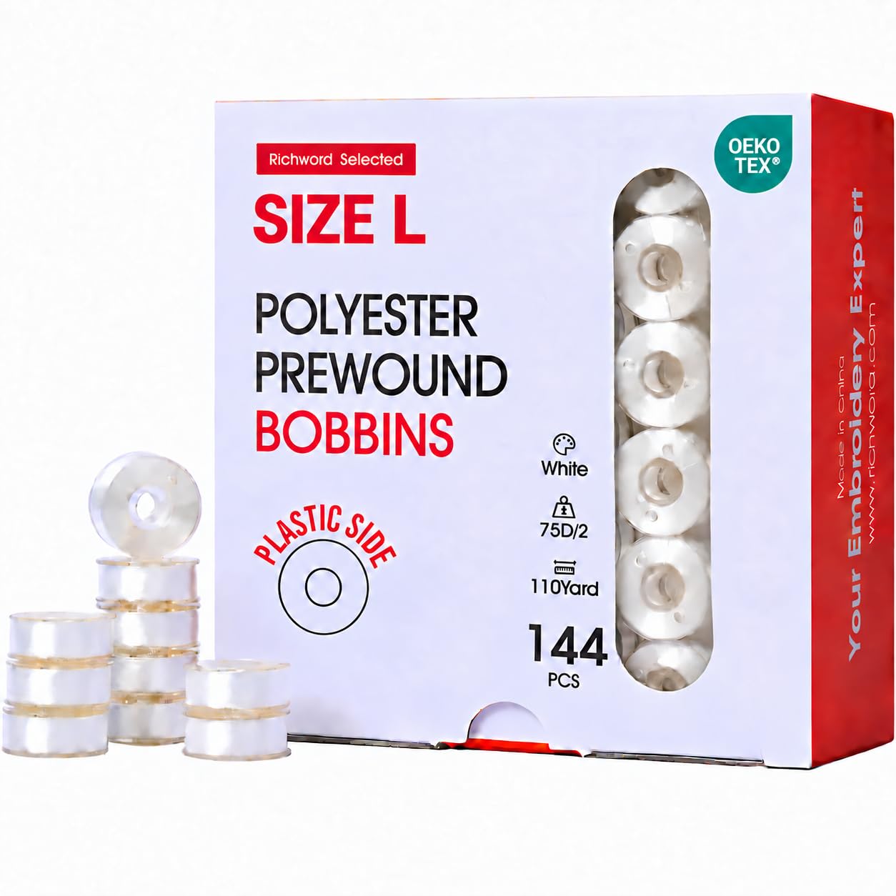 Poolin Size L(SA155) 75D/2(60WT) Plastic Embroidery Bobbins