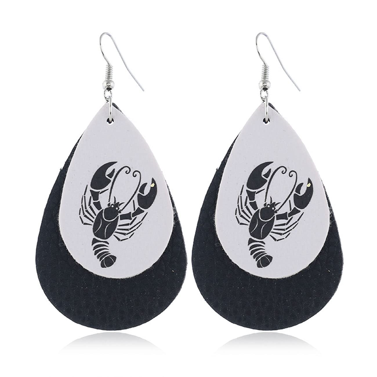 RWRAPS Damen-Ohrstecker-Set, Damen-Ohrstecker, Herren-Ohrstecker, runde Ohrstecker, einfaches Sternzeichen-Muster, Wassertropfen, Leder-Ohrringe, Vielfalt (Stier)