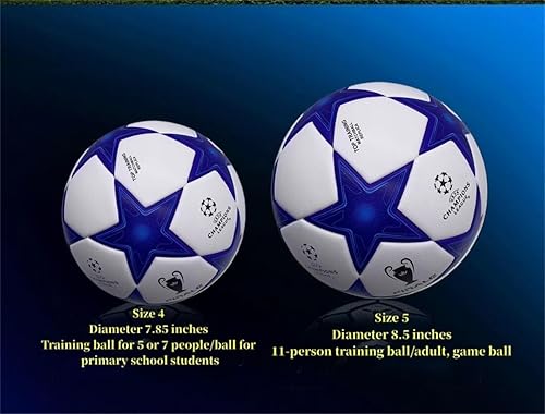Miniatura 7 de Balón de fútbol de la liga, tamaño 5 y tamaño 4, térmicamente unido con costuras sin costuras, piel sintética impermeable profesional, peso oficial