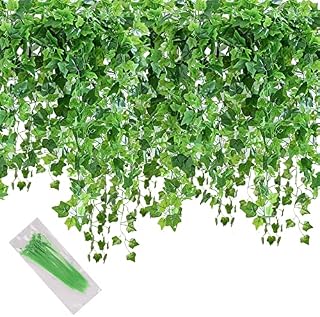 MerryNine 168 Ft-24 Pack Artificial Ivy Leaf Garland Plants Vine ivy garland artificial hanging leaf garland for Wedding/Home Kitchen/Garden/Office/Wedding Wall Decor (168 Feet)