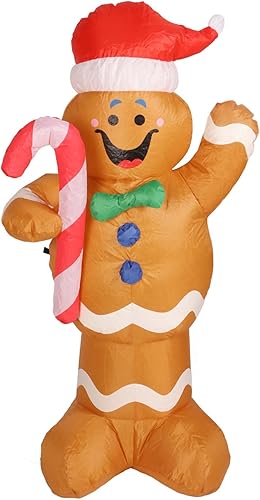 Fydun 1.5M High Christmas Inflatable Gingerbread Man with Inflatable Garden Decoration Snowman with Led Light 100240V Wide Range of Uses (US Plug disponible en Yaxa Guatemala