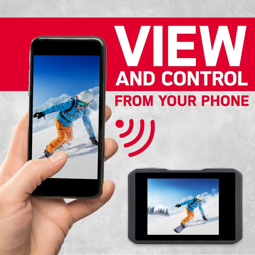 AgfaPhoto - Cámara Deportiva - AC7000 - True 2.7K 30FPS, Doble Pantalla Táctil, Gran Angular 120°, Carcasa Sumergible 30m - WiFi - 10 Accesorios Incluidos