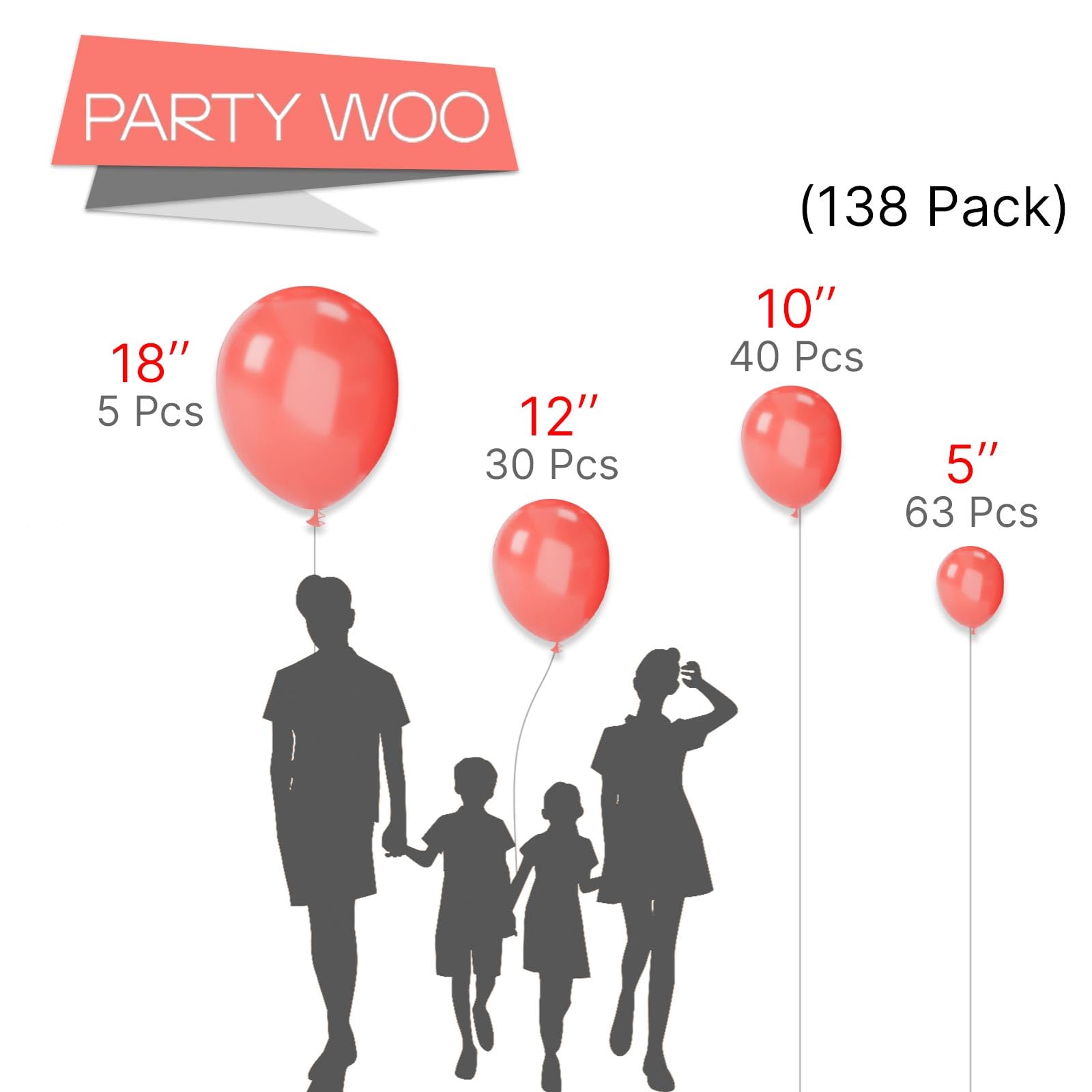 PartyWoo Coral Balloons 138 pcs Different Sizes of 18 12 10 5 Inch Coral Light Red Latex Helium Balloon Arch Kit Garland for Wedding Baby Shower Gender Reveal Summer Birthday Party Decorations Red-Y22