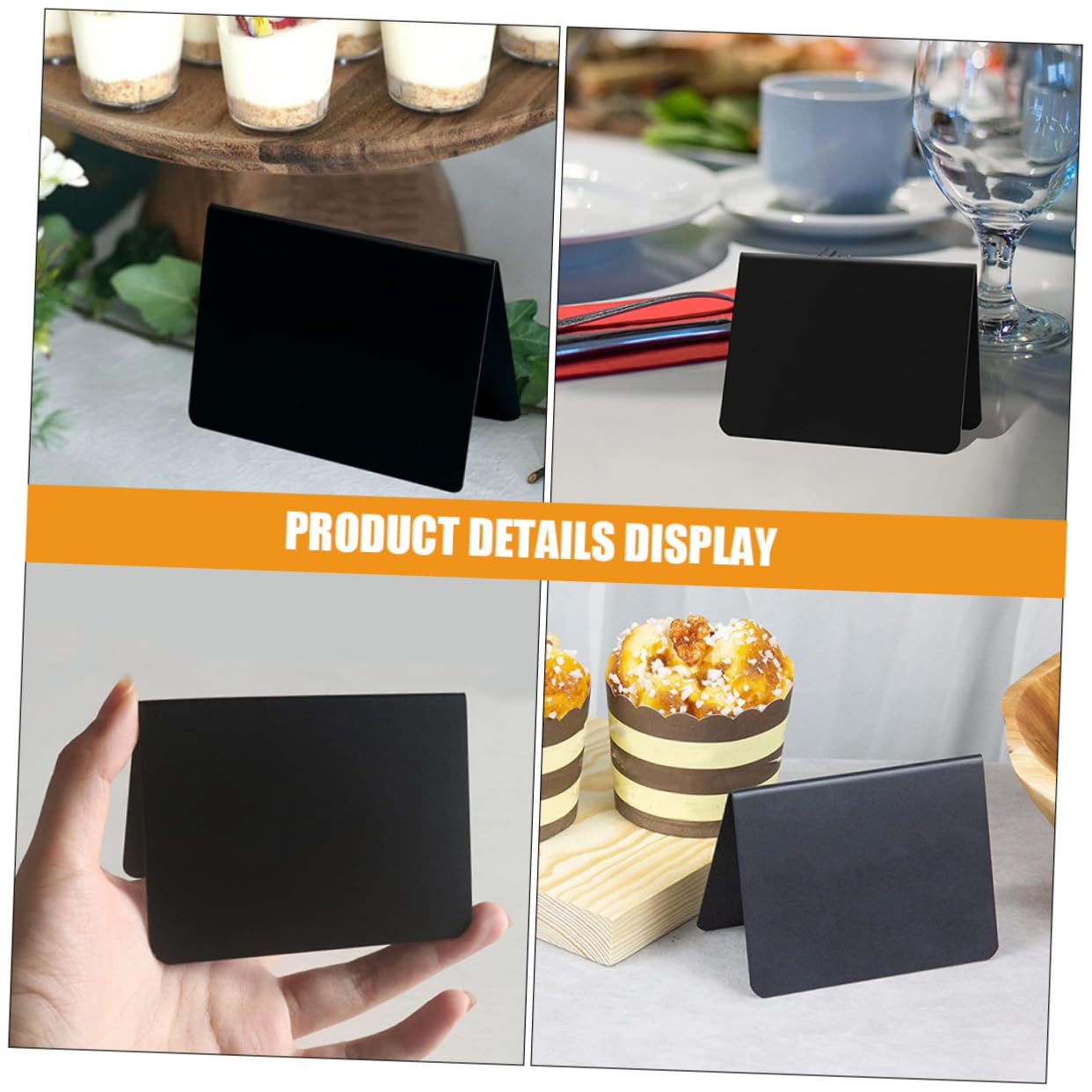 Operitacx 60 Piezas Mini Letrero De Pizarra Signos De Menú Pizarras De Escritura Tableros De Precios De Mensajes Tableros De Precios De Escritorio Dibujar Signos De Polivinilo Black