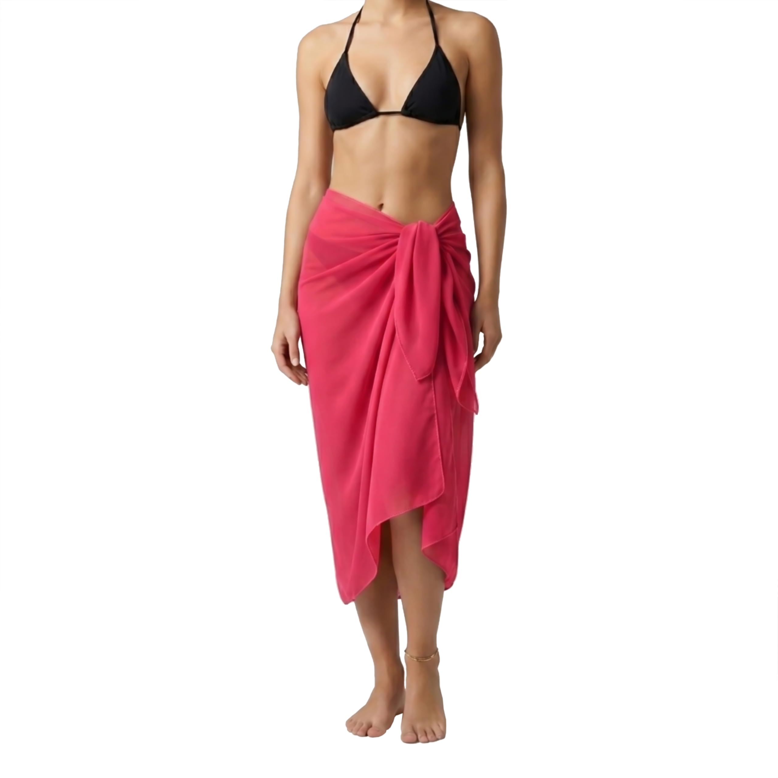 ZAKIRA Women’s Chiffon Swimsuit Cover Up Sarong – Lightweight Sheer Beach Wrap for Bikini, Pool & Vacation (Fuchsia)