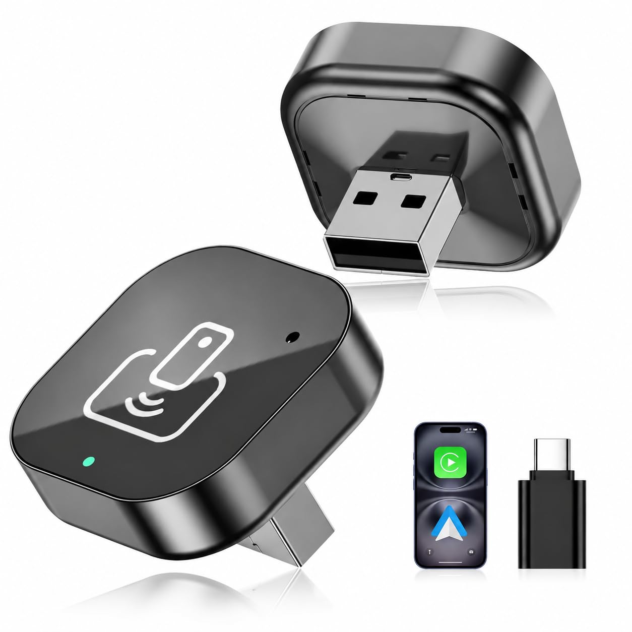 2026 Wireless CarPlay & Android Auto Adapter – 2-in-1 Plug & Play Dongle, Converts Wired…