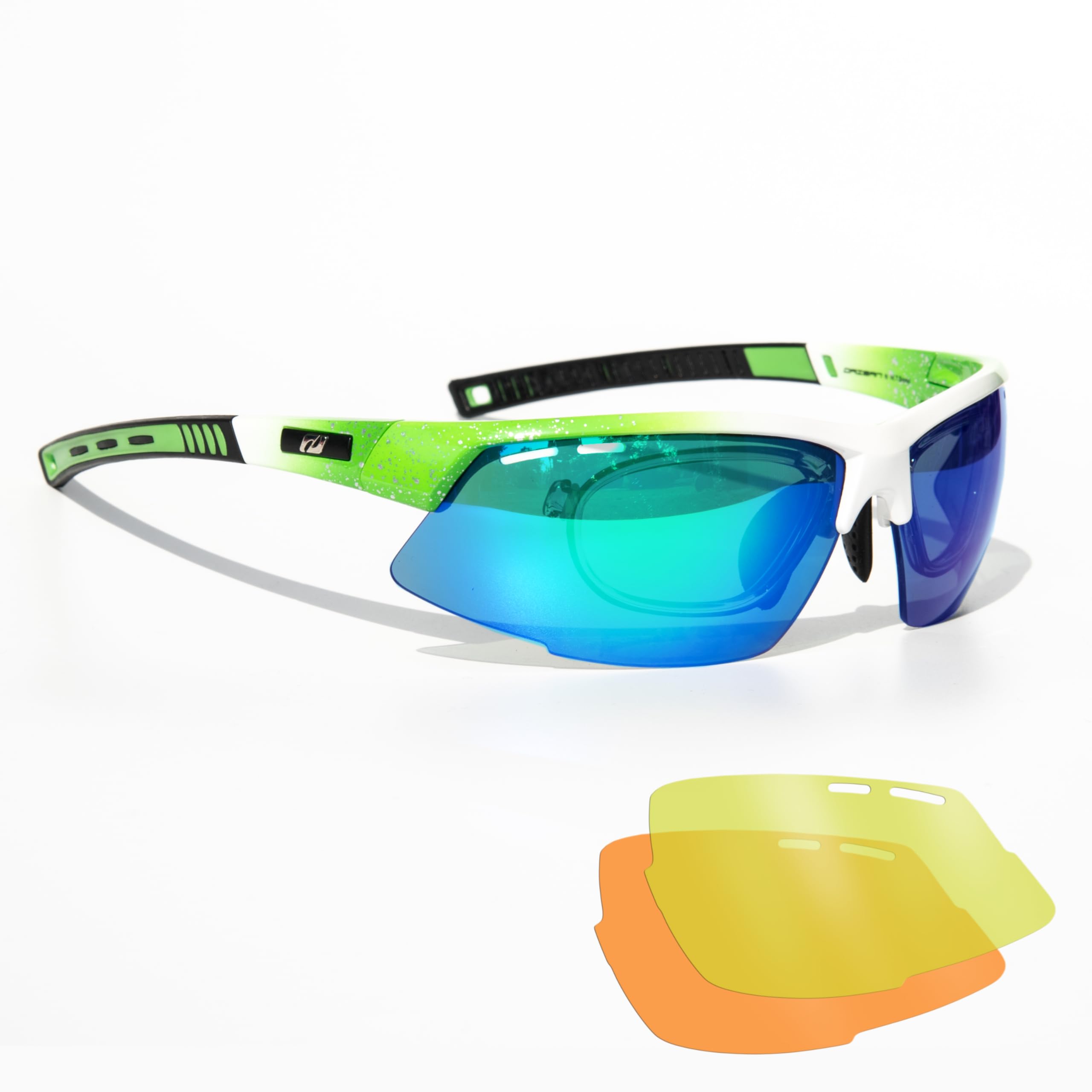 Daisan Occhiali da ciclismo con clip per la visione (verde)