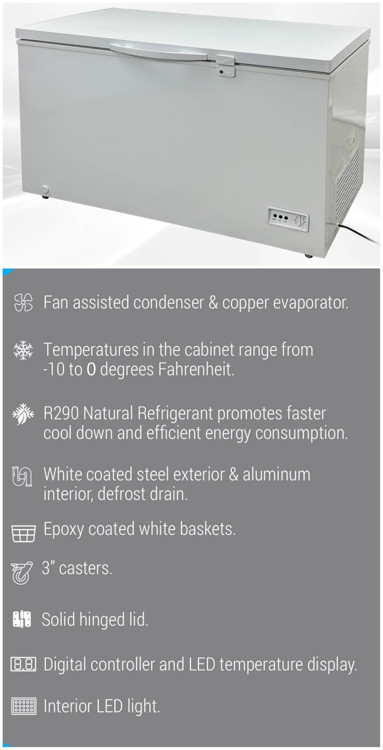 Commercial Chest Freezer, All-Purpose Compact Deep Freezer 50