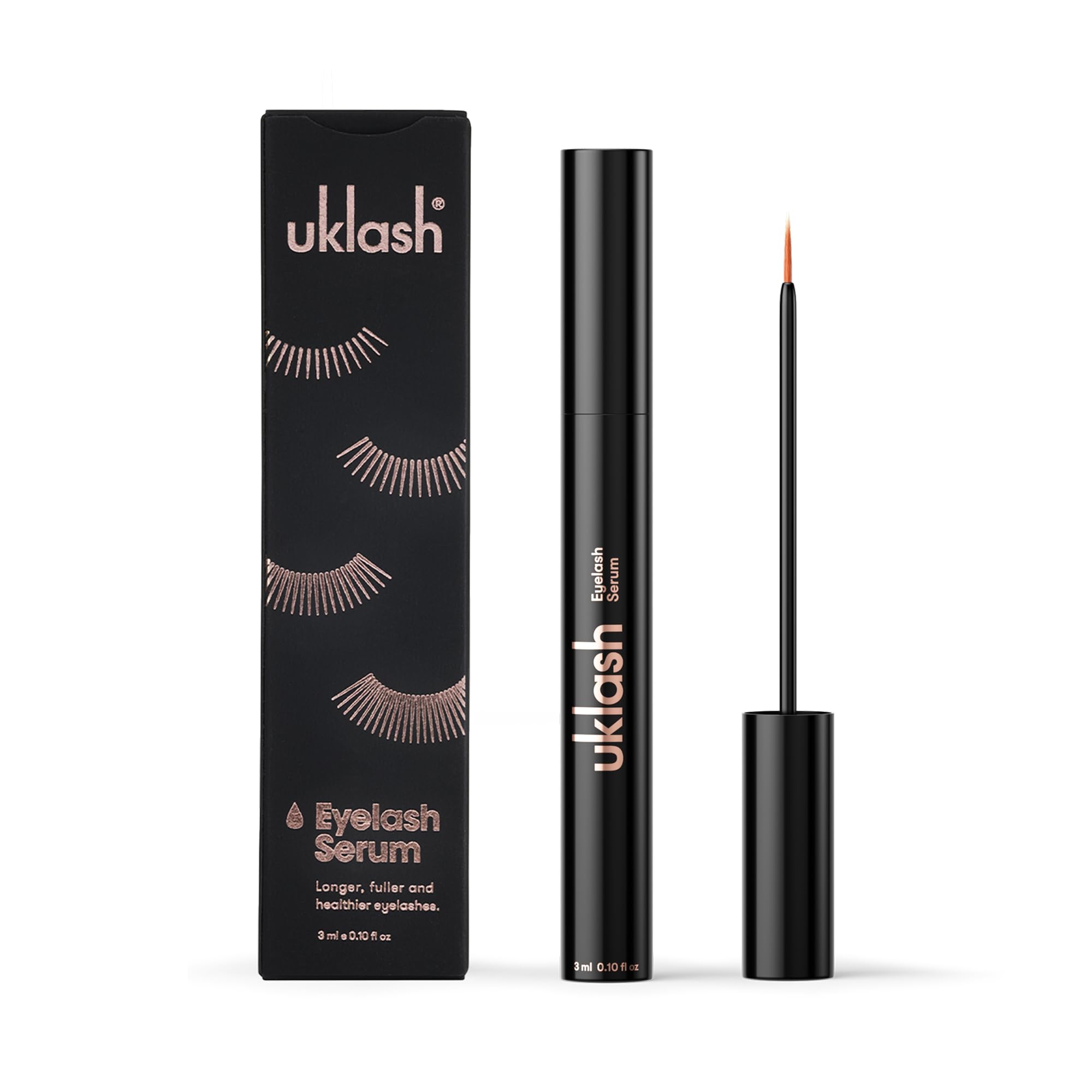 UKLASH Sérum de Pestañas, Mayor Longitud y Densidad - 3ml. Fórmula Clínicamente Probada Para Resultados Naturales, Compatible Con Extensiones. Vegano, Sin Crueldad