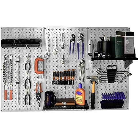 Wall Control 30-WRK-400GB Standard Workbench Metal Pegboard Tool Organizer,Gray/Black Cover