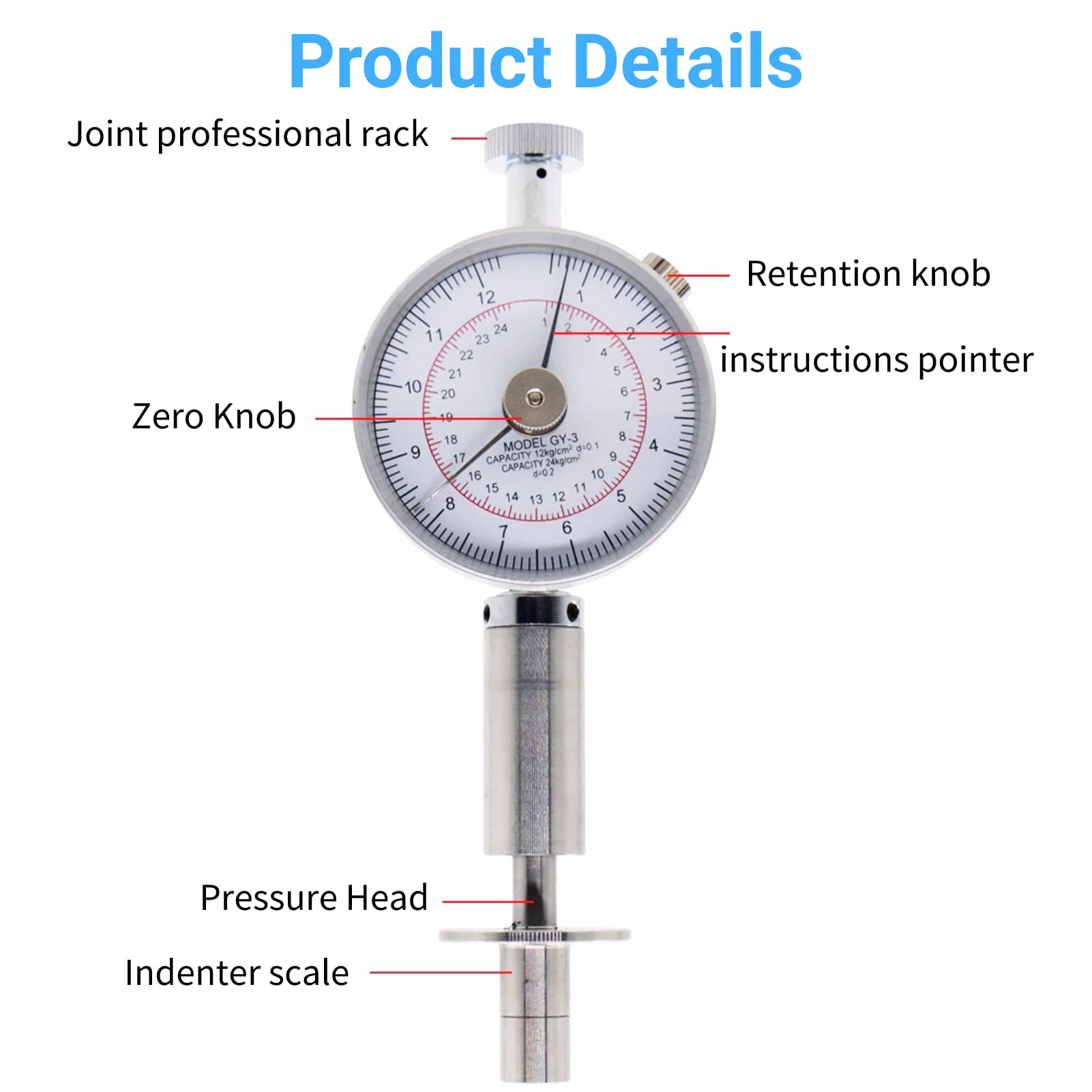 Pénétromètre de fruits, testeur de dureté des fruits, Pénétromètre de fruits de ferme, machine de testeur de dureté de fruits de ferme avec 2 têtes de mesure, GY-03, spécial pour inspecter