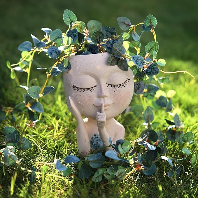 Wishbot Thinking Lady Face Planter Pot- Decorative Head Planter for Succulents and Small Plants Lady Vase, Perfect for Home Decor (2.5" D x 3.5" W x 7" H) (B0D8ZHD3N5) Amazon Price History, Amazon Price Tracker