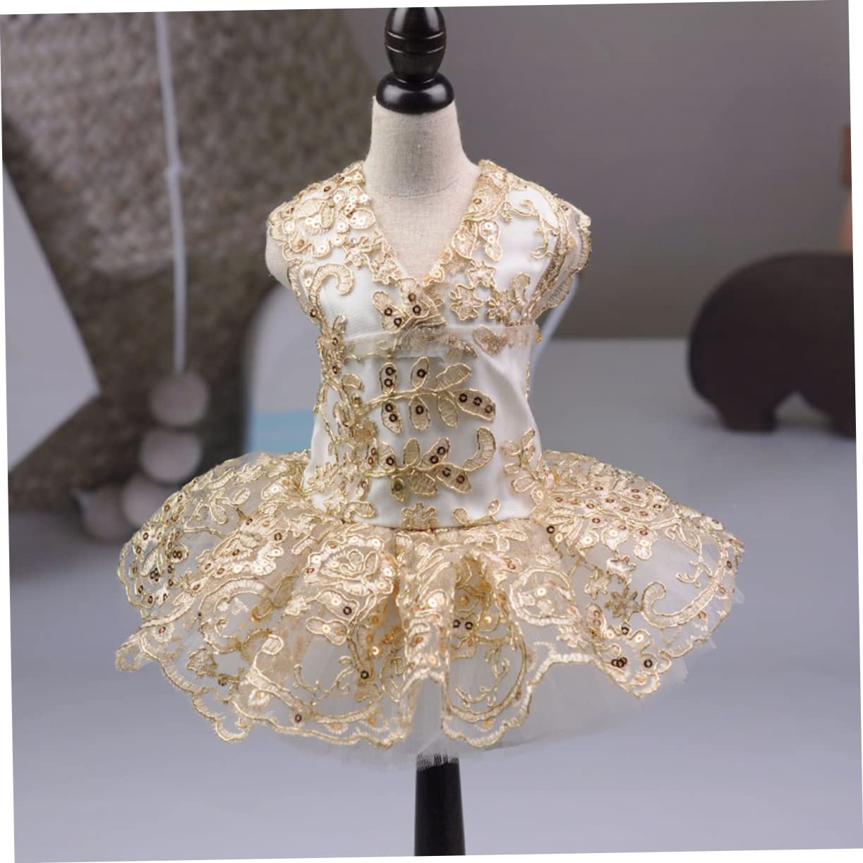 ibasenice Vestito Per Cani Gonna Senza Maniche Elegante in Pizzo Paillettes Costume Traspirante Per Animali Domestici Per Matrimoni e Feste s