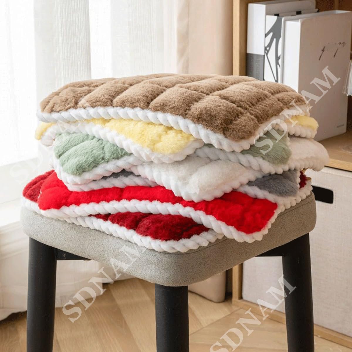 Cuscino per Sedia Quadrato 30x30/35x35/40x40/45x45cm, Sgabello da Bar, Cuscino per Seduta, Adatto per casa, Seggiolino Auto, Sedia da Ufficio e Tutte Le sedie(F4,4pcs 30 x30cm)