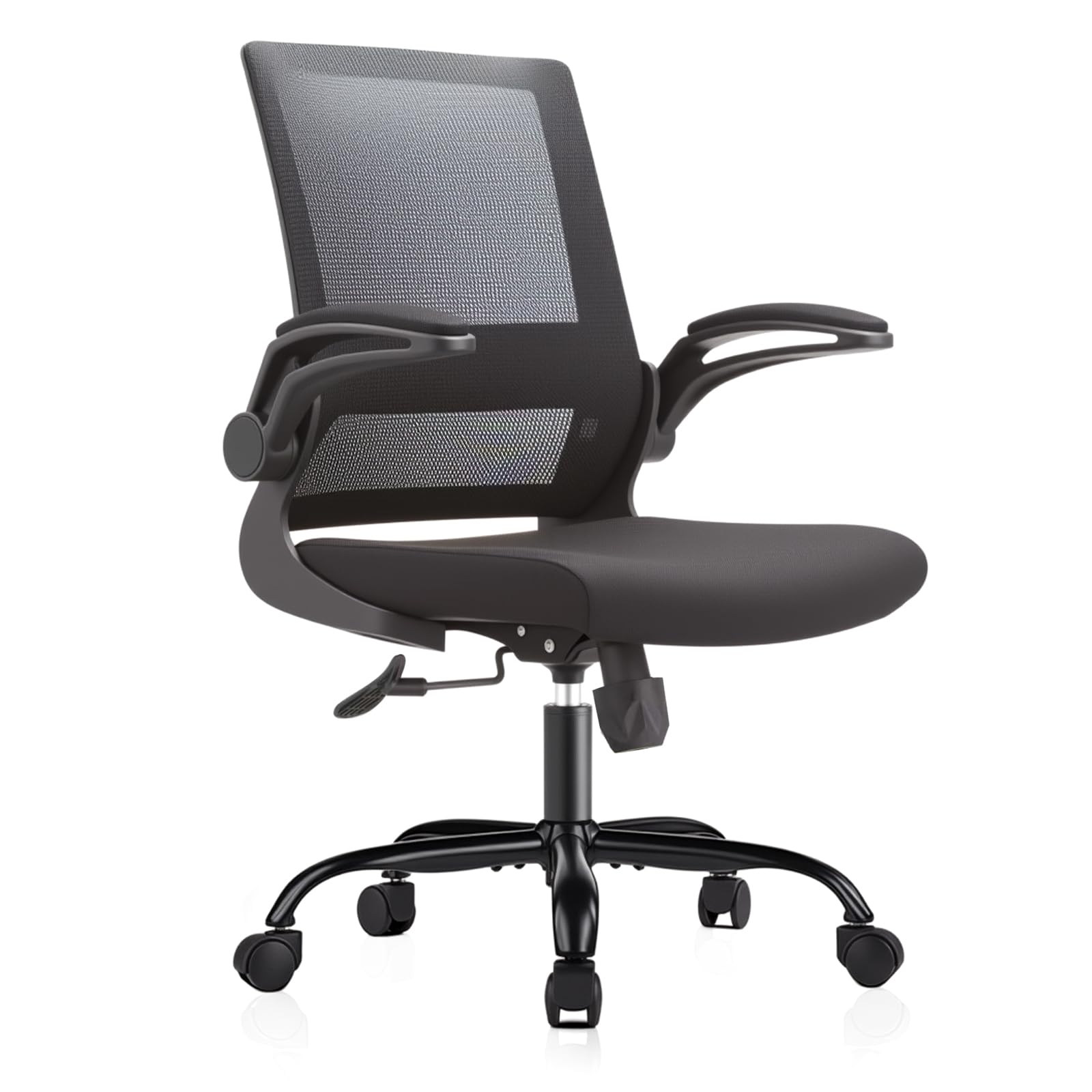 Ergonomic Office Chair with Flip-Up Arms Mesh Computer Desk Chair with Comfy Lumbar Support Swivel Rolling Task Chair