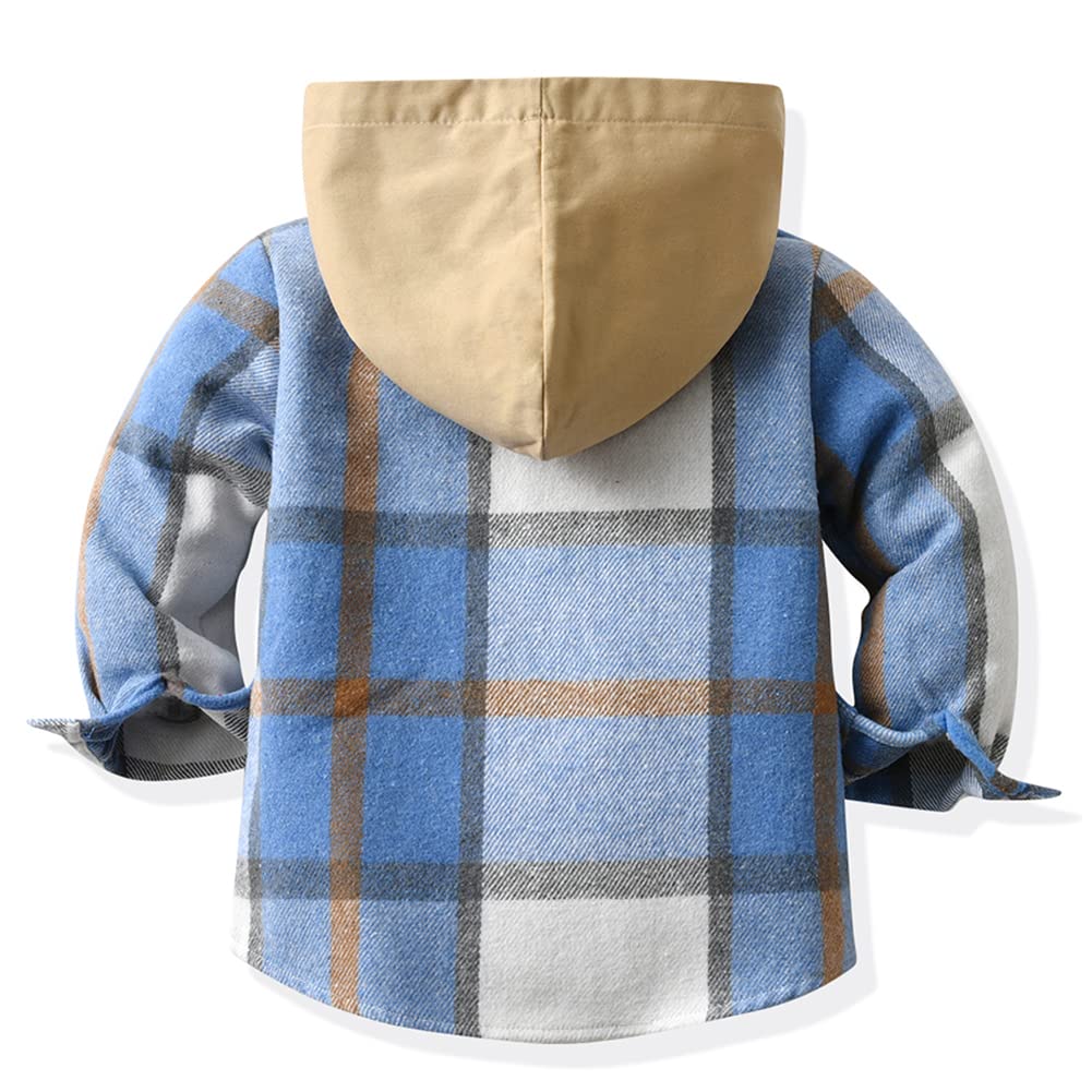 Manteau Enfant Garçon Veste Fille à Capuche Blouson Mi-saison de Chemise à Carreaux à Manches Longues