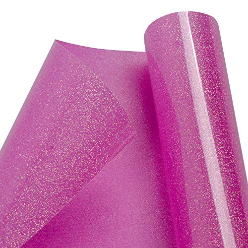 HOHOFILM Sparkle Glitter Heat Transfer Vinyl HTV Press Sheet Paper for Clothes Holo Pink 20 x12