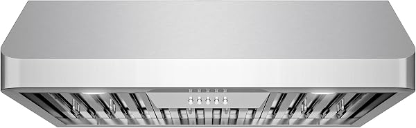 Under Cabinet Range Hood with Push Button Controls, Permanent Filters, LED Lights, Convertible from Ducted to Ductless (