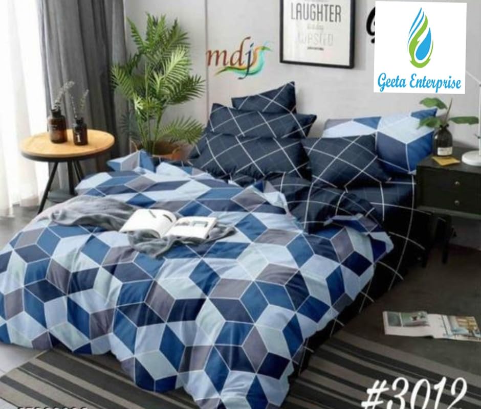 NEW TOWN Gold Fitted (Elastic) Bedsheet with 2 Pillow Covers AW741