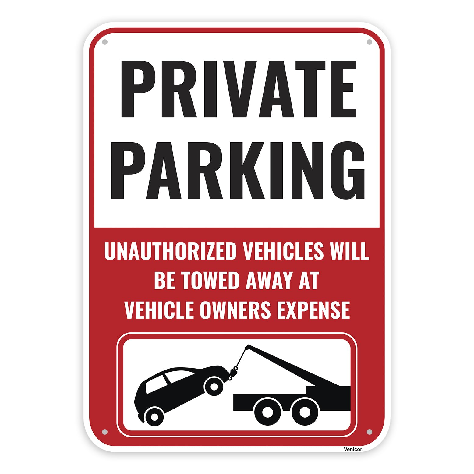 1PC Private Parking Sign, 14 x 10 Inches - Aluminum - Violators Will Be Towed