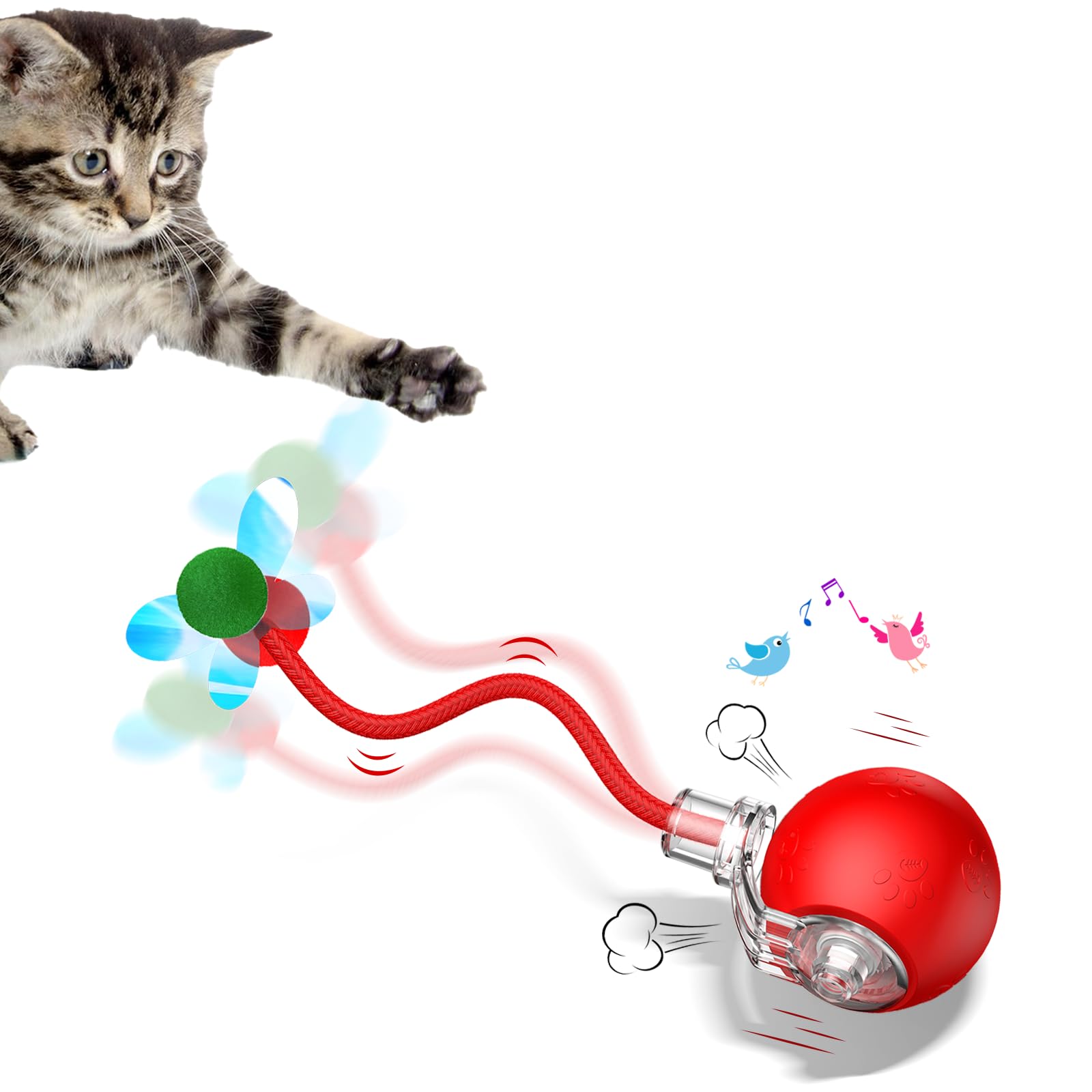 Interactive Cat Toys for Indoor Cats - Pet toys with Speedy Tail 2.0, Christmas Birthday Gift Cat Toys for Bored Indoor Adult Cats, Motion-Activated,