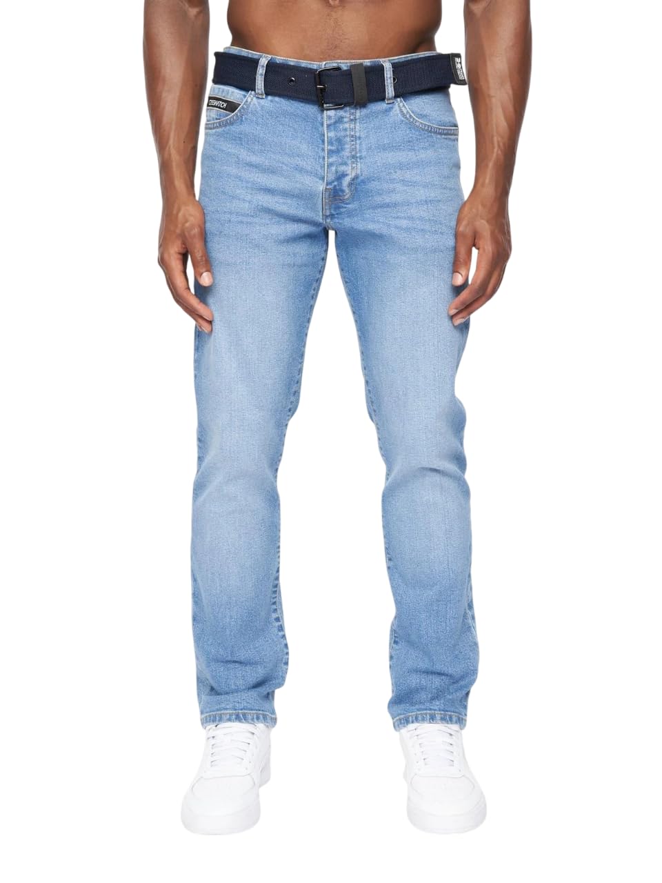 Crosshatch Men's Light Wash Regular Fit Straight Leg Jeans, Comfortable, Classic Denim, Casual Everyday Wear 32W / 30L