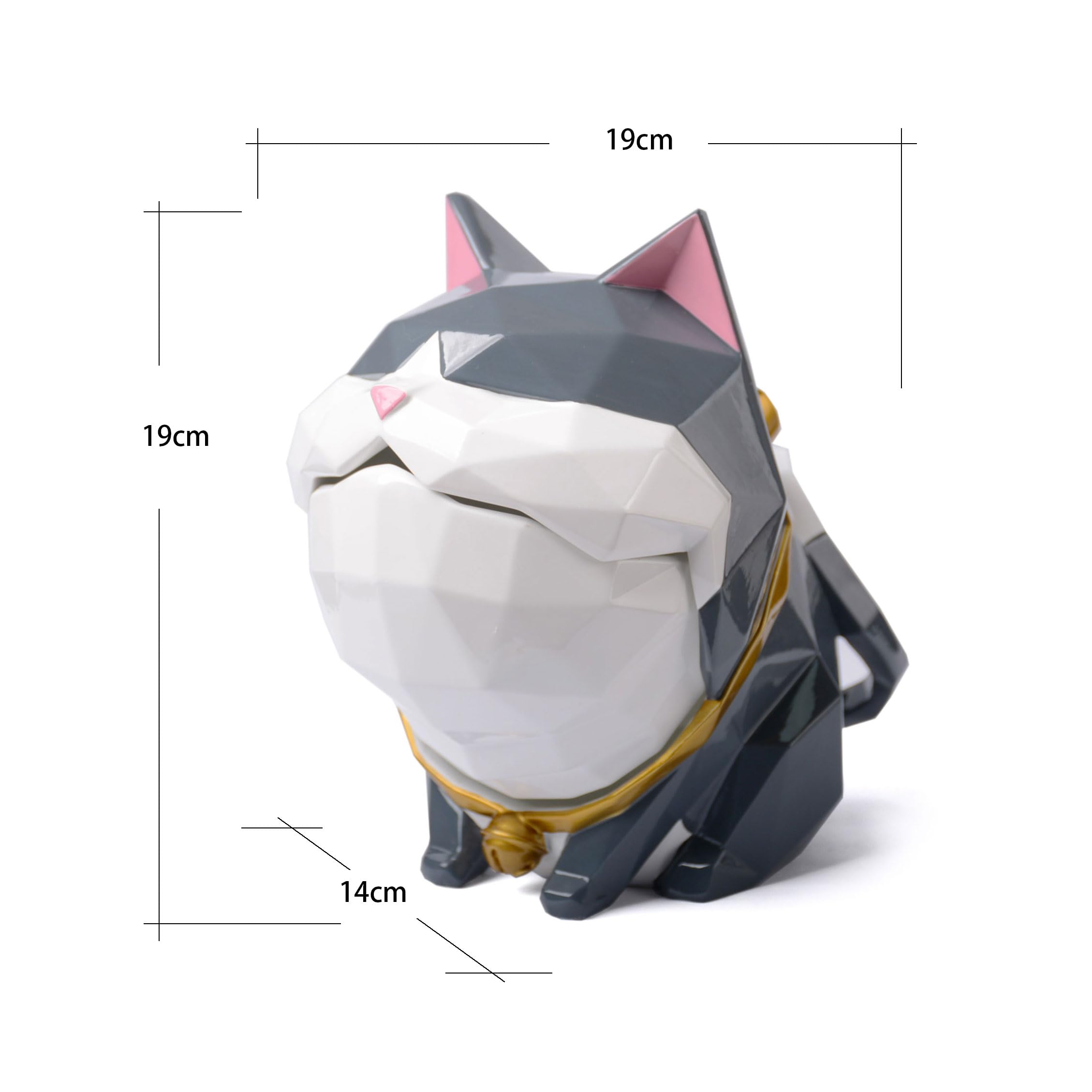 HAUCOZE Fermable Boite Biscuits Bonbons, Chat Statue Figurine Animal Sculpture Moderne Objet Décoratif Maison Cadeau pour Salon Rangement 19cm