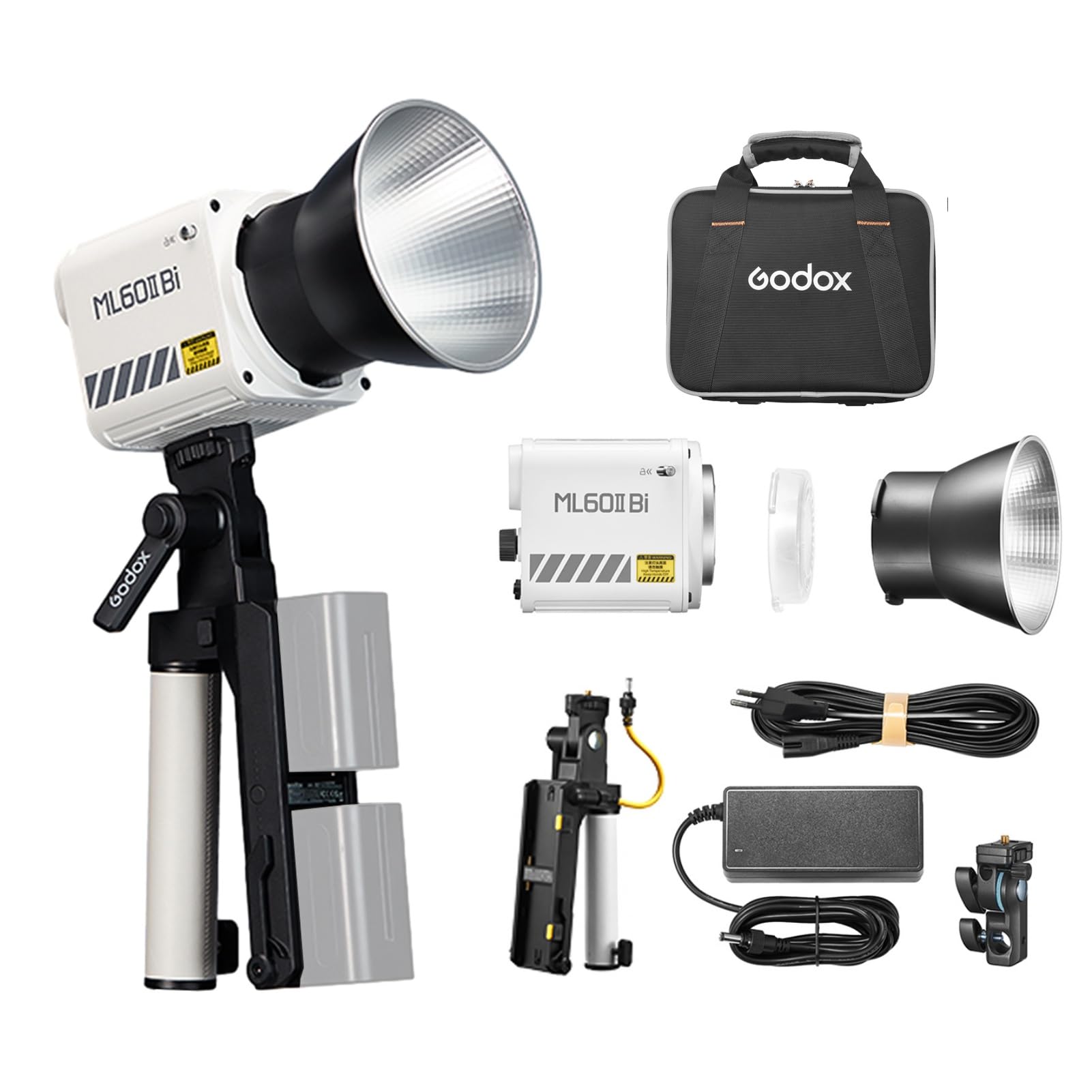 GODOX ML60II Bi 70W Kit luce video Luce fotografica bicolore 2800K-6500K Dimmerabile CRI≥96 con supporto GODOX COB Bead 11 Effetti scena di illuminazione Supporto sistema wireless 2.4G Connessione BT