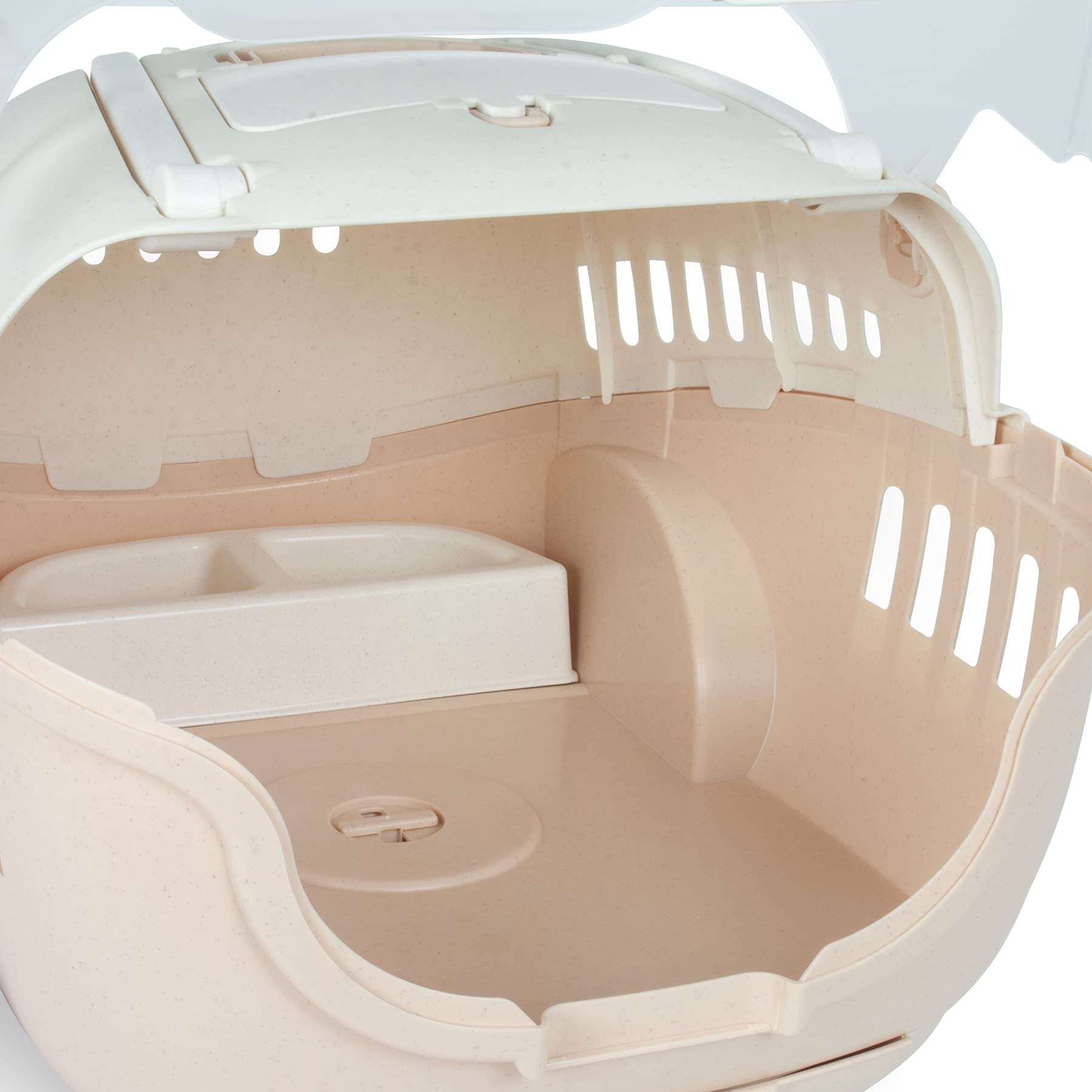 LOBOO - Bubble Sand Beige Tiertransporter, mit gut sichtbarer Kuppel, Schiebegriff und abnehmbarem Boden mit Schwenkrädern