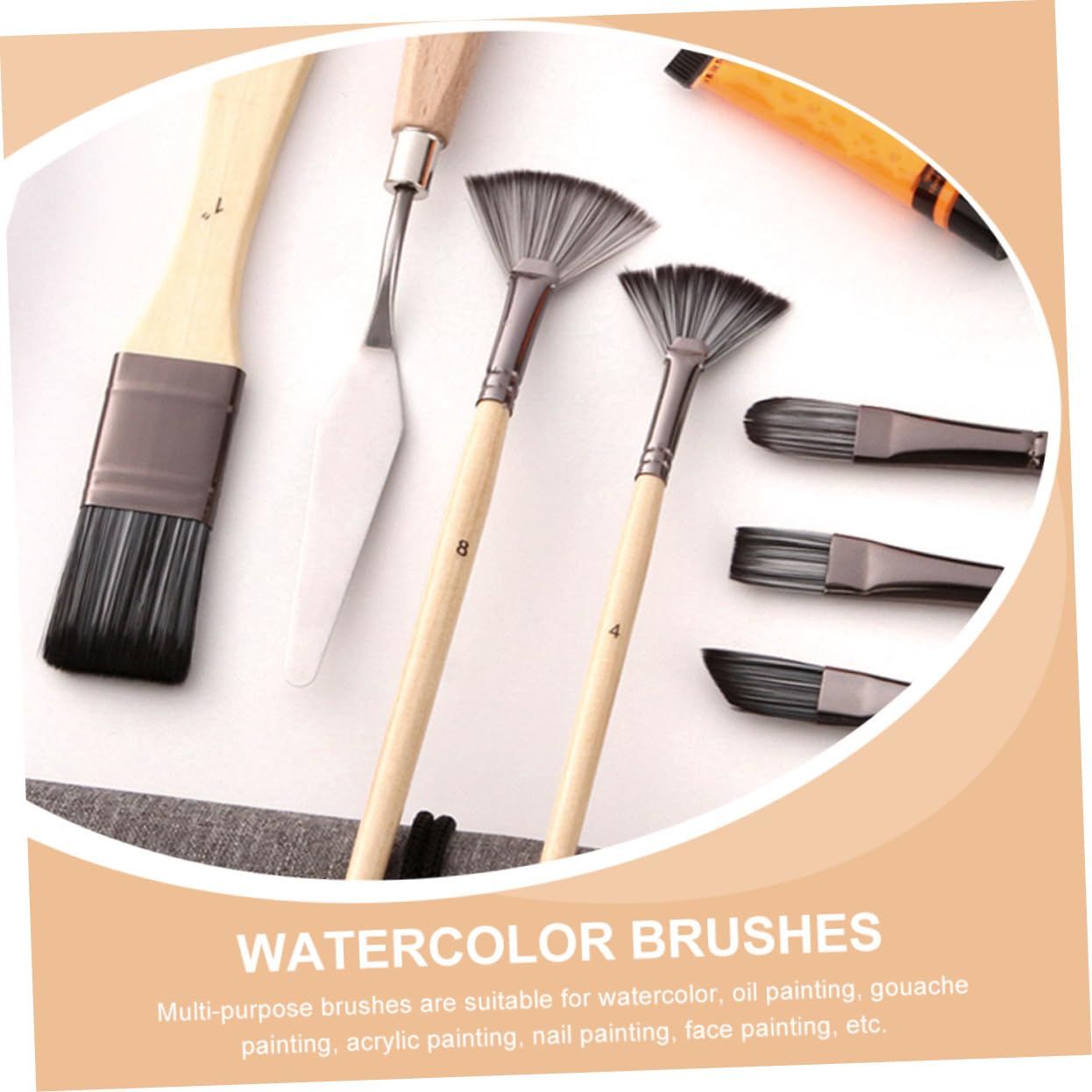 Ensemble de Pinceaux D’Art 24 Pièces pour Artistes, Poils Nylon