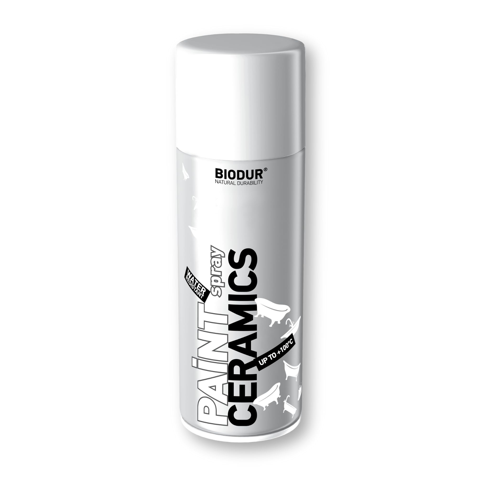 Emalia, lakier ceramiczny w sprayu, błyszczący, 400 ml, lakier akrylowy, wysoko kryjąca farba w sprayu, odporna na promieniowanie UV, puszka sprayu do renowacji, szybkoschnący, do białych