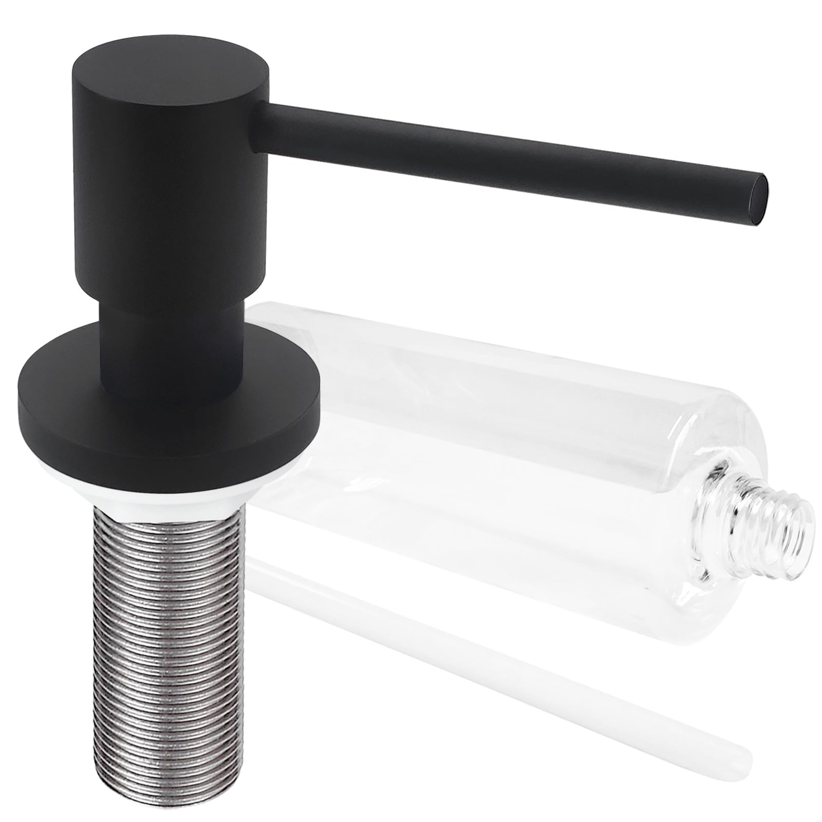 EADOT Deck Mounted Brass Kitchen Sink Soap Dispenser or Lotion Dispenser with 17OZ Above The Sink Refillable Bottle(Matte Black)