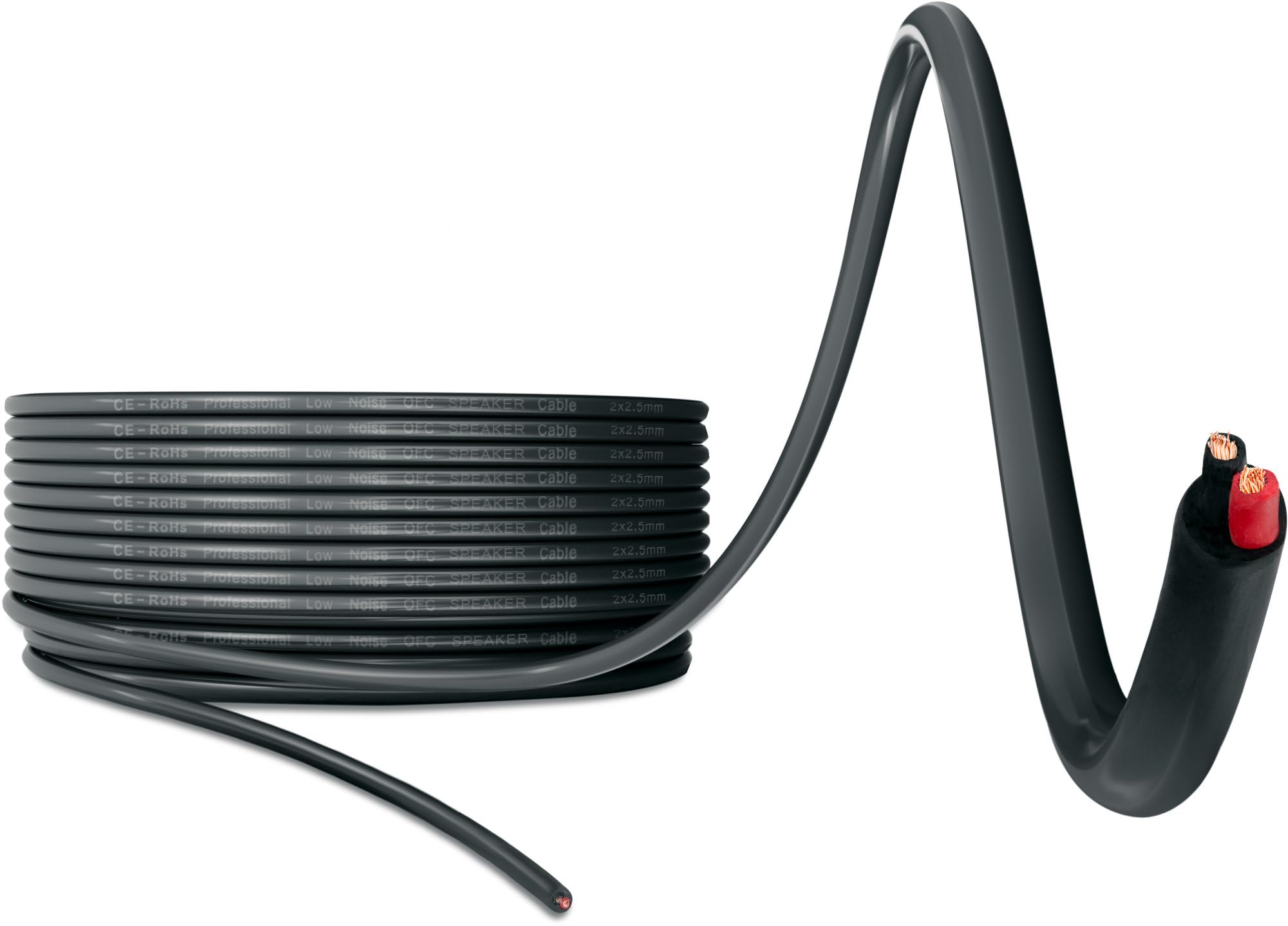 Pronomic BOXOE-25 Lautsprecherkabel 2x 2,5 mm² - Professionelles, 2-adriges Boxenkabel für DJ & PA - Aderquerschnitt: 2x 2,5 mm² - Länge: 25 m - Schwarz