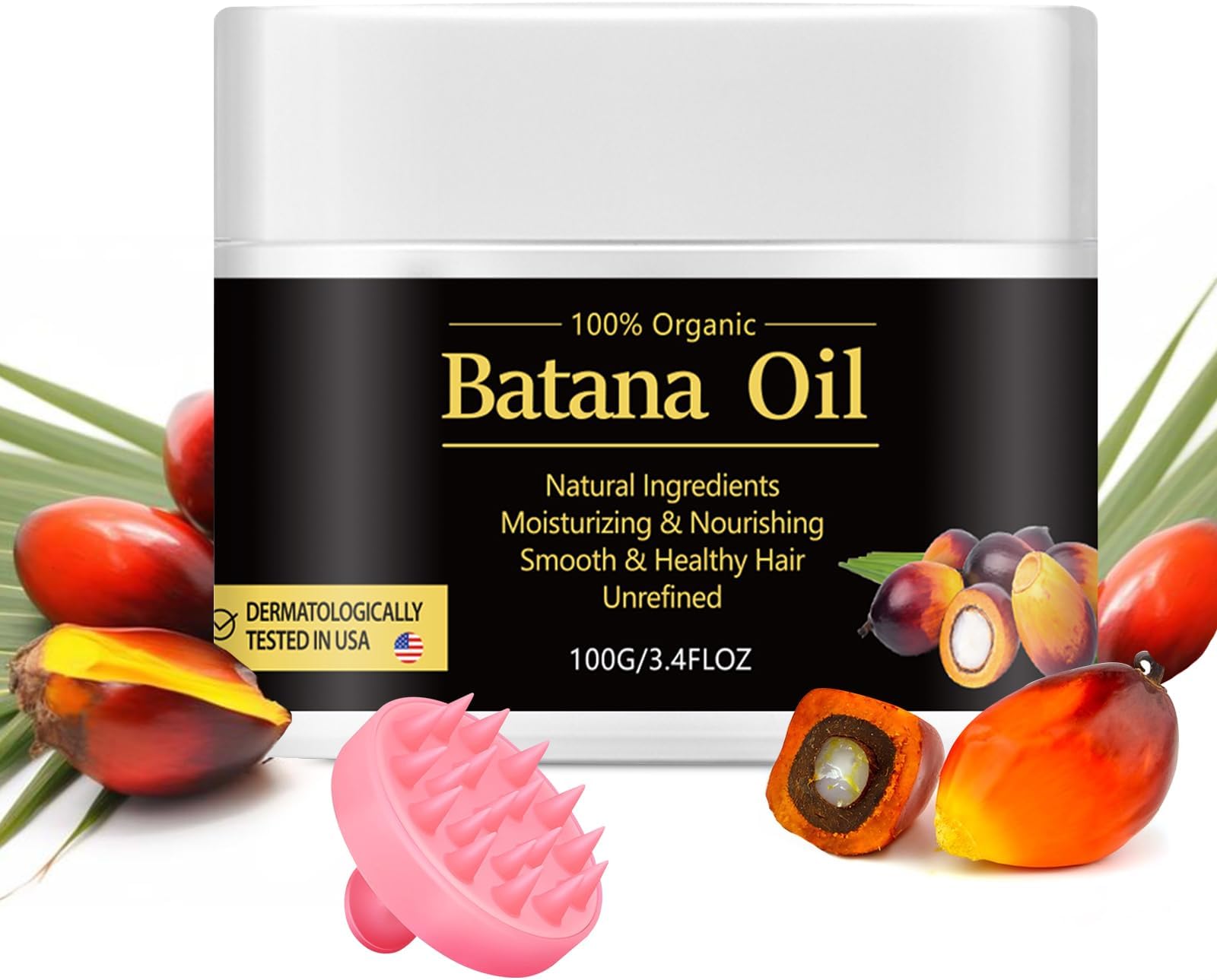 Batana Hair Oil - 100% Natural, Repairs Damaged Hair, Prevents Hair Loss & Split Ends, Thickens Hair, Organic Hair Growth Serum for Men & Women